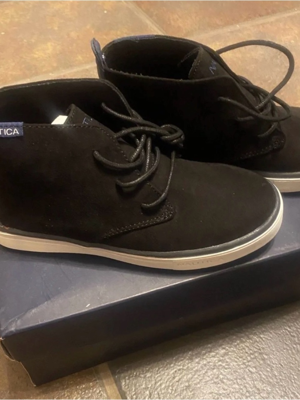 Nautica Boys Black Suede Chukka Sneakers
